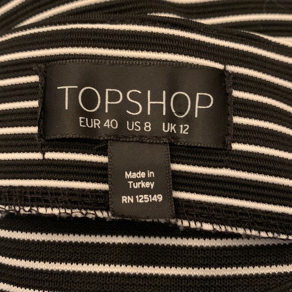 Topshop Black and White Striped Mini Skirt Size 8 - Picture 3 of 3